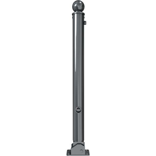 Ornamental bollard | Series 474B | � 76 mm | foldable, self-engaging lockfor casting in concrete, with hot-dip galvanized groundsocket part-no. 470.60, approx. 400 mm below ground | with triangular locking mechanism acc. with DIN 3223 | with 1 eyelet